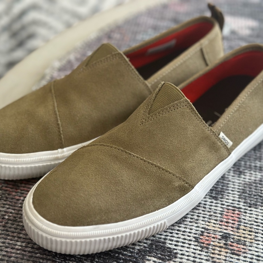 Men's Suede Slip-On Shoes - Olive 9.5M